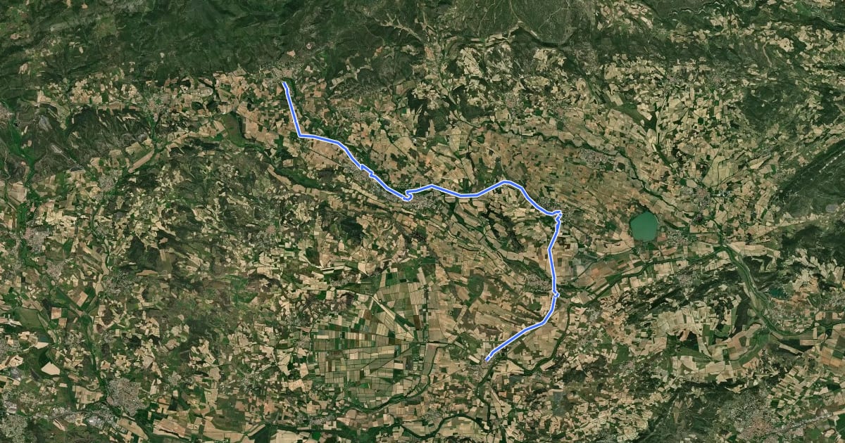 Маршрут Le Chemin Vert de Puichéric à Caunes-Minervois на спутниковом снимке
