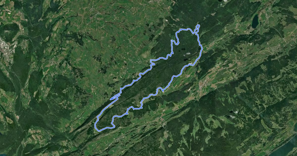 Маршрут Le Doux Jura на спутниковом снимке