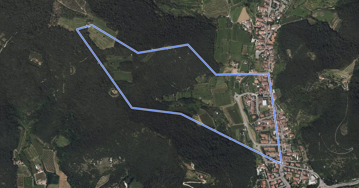 Маршрут Le due Tese - Batoccolo на спутниковом снимке