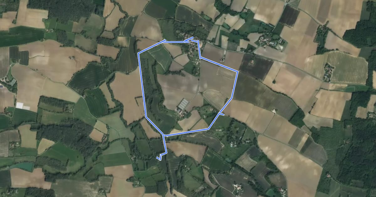 Маршрут Le Fréchou, le pays des frênes - 4.6 km на спутниковом снимке