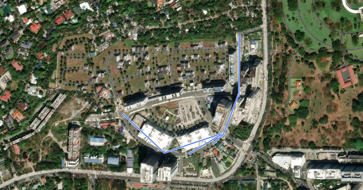 Маршрут Le Grand Avenue bicycle lanes на спутниковом снимке