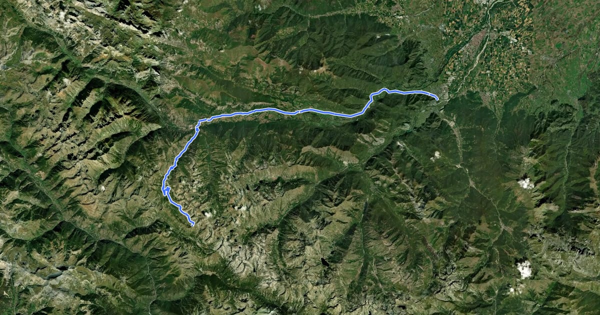 Маршрут Le Grand Tour Alpi Marittime-Mercantour Col de Lombarde * Borgo San Dalmazzo на спутниковом снимке