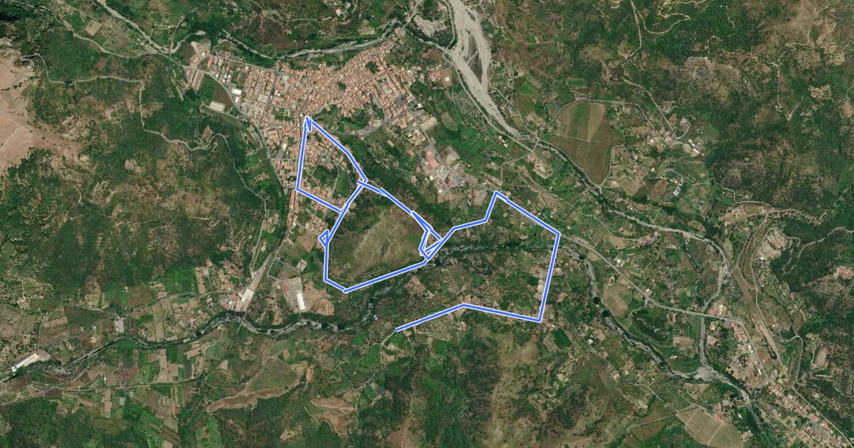 Маршрут Le Gurne dell'Alcantara in MTB на спутниковом снимке