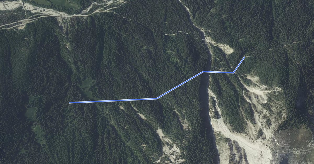 Маршрут Le Jas du Vial - Pra Mia на спутниковом снимке