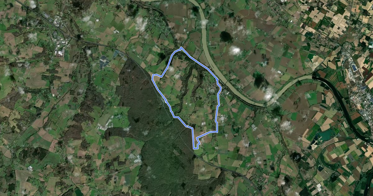 Маршрут Le Mas-d'Agenais, du canal à la forêt - 12.8 km на спутниковом снимке