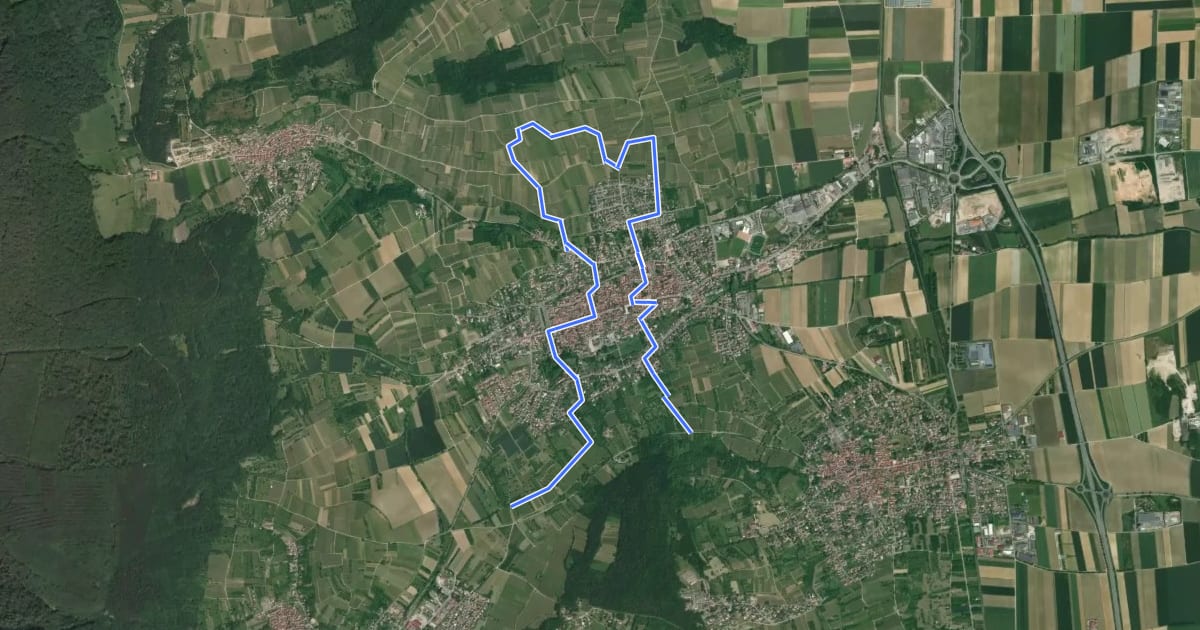 Маршрут Le parcours du vigneron на спутниковом снимке