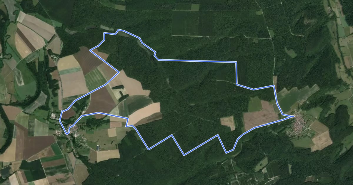 Маршрут Le Pays d'Argonne на спутниковом снимке