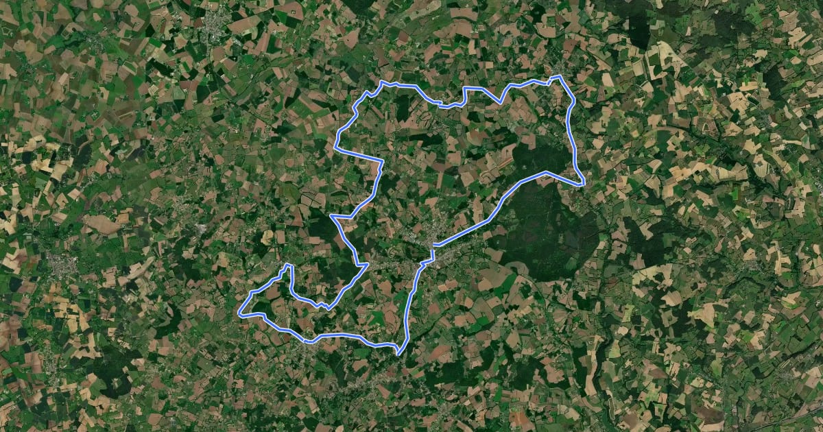 Маршрут Le Perche sarthois à vélo - circuit n°16 : terre et architecture rurale autour de Bonnétable на спутниковом снимке