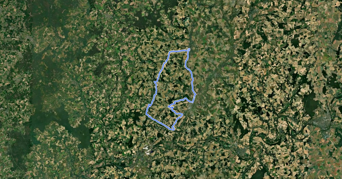 Маршрут le Perche Sarthois à vélo – circuit n°7: le Tuffeau au fil des vallées pittoresques на спутниковом снимке