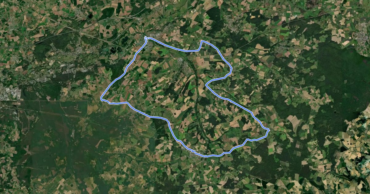 Маршрут Le Perche Sarthois à vélo - Circuit n°9: Le Berceau des Rillettes du Perche Sarthois на спутниковом снимке
