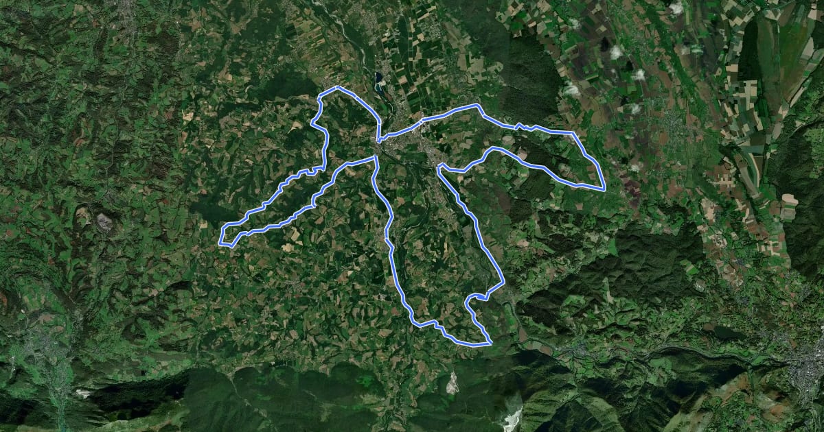 Маршрут Le piémont pyrénéen на спутниковом снимке