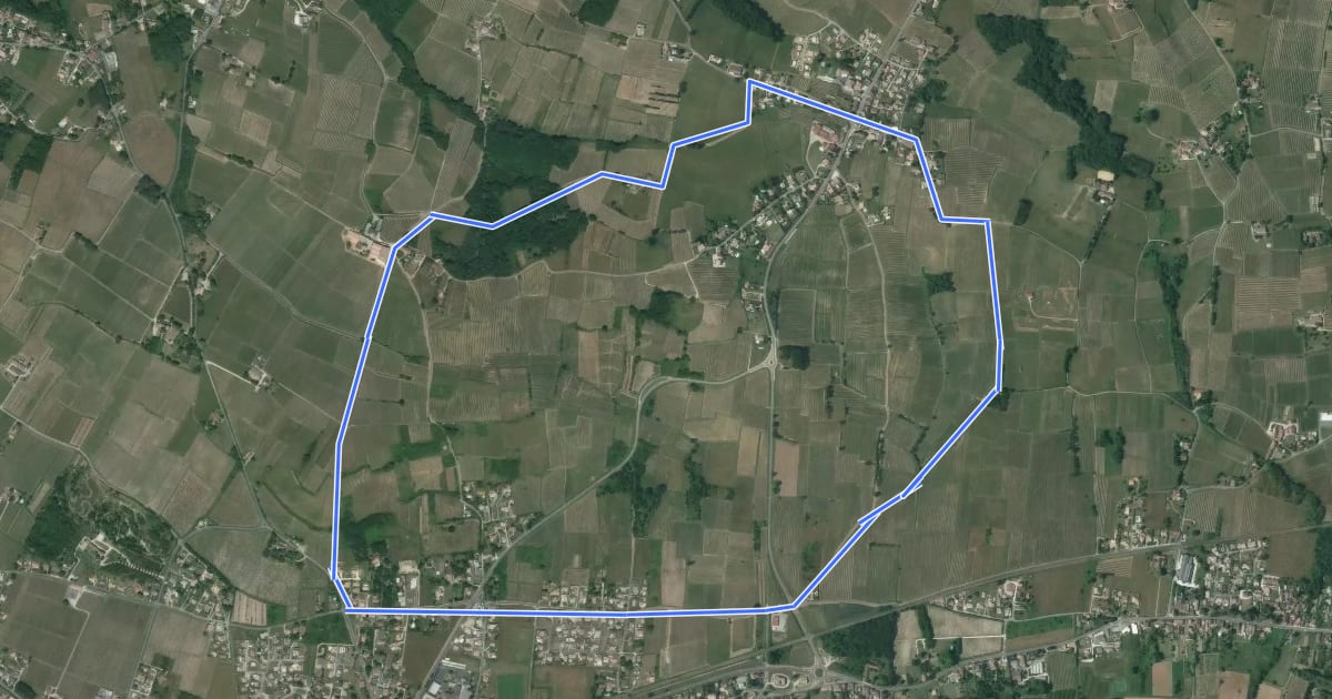 Маршрут Le Pian-sur-Garonne : boucle locale на спутниковом снимке