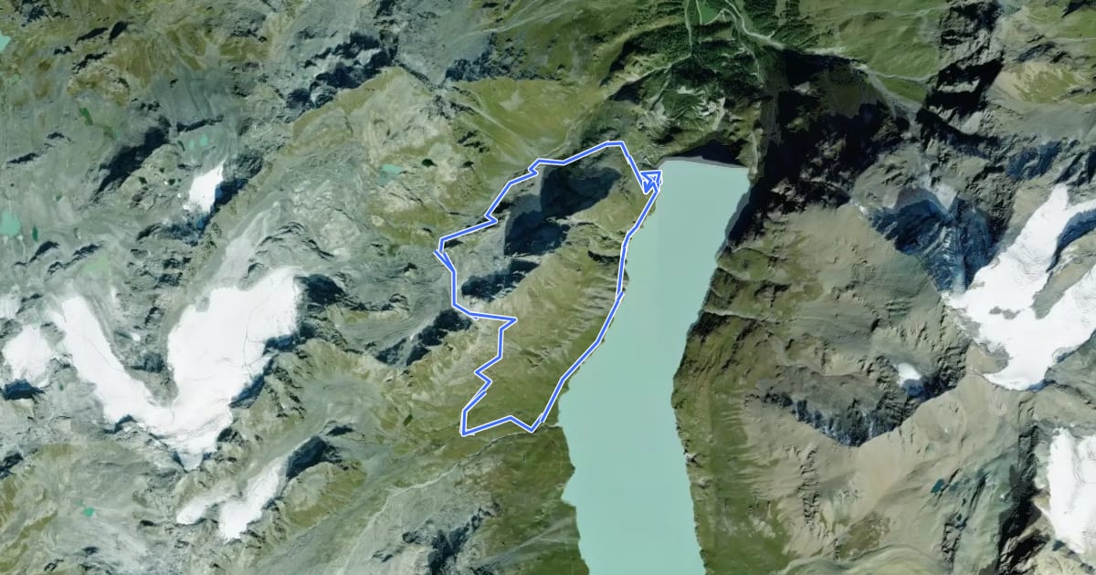 Маршрут Le sentier des bouquetins на спутниковом снимке