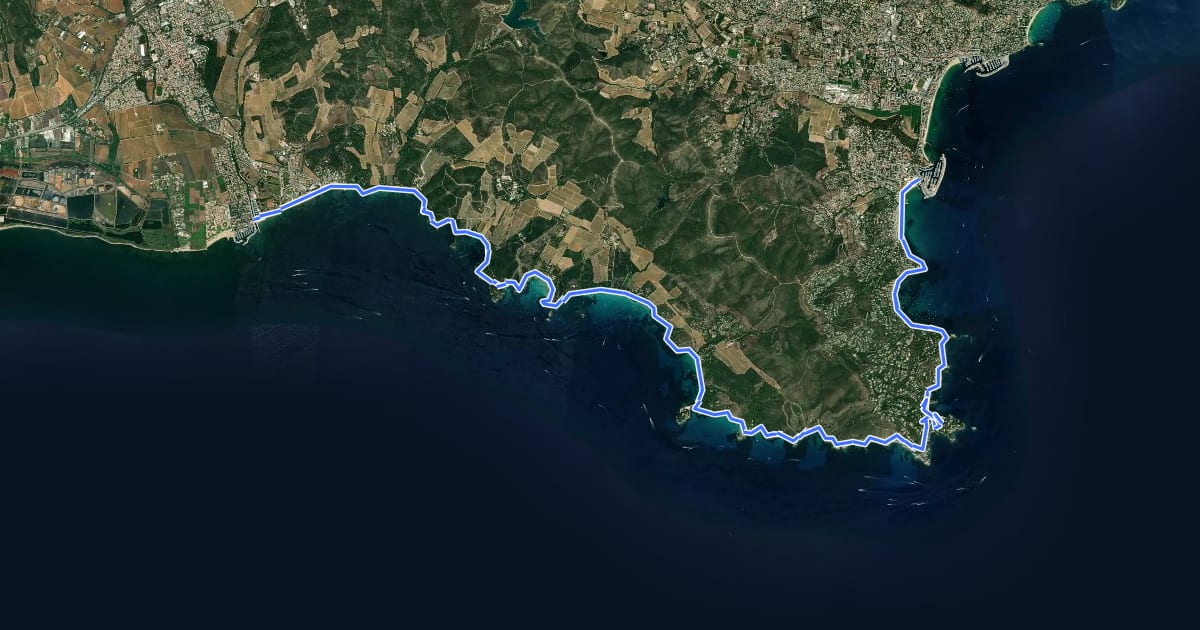 Маршрут Le sentier du Littoral – Cap Blanc на спутниковом снимке