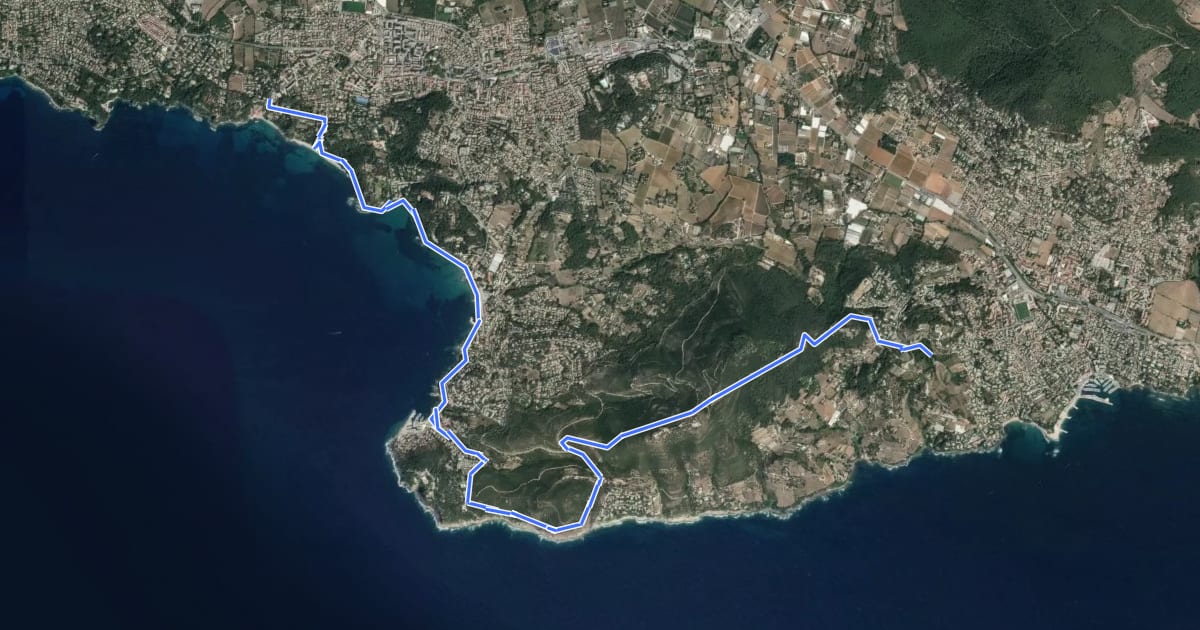 Маршрут Le sentier du Littoral – Carqueiranne на спутниковом снимке