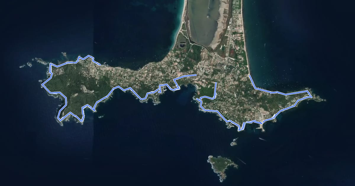 Маршрут Le sentier du Littoral – La Tour Fondue на спутниковом снимке