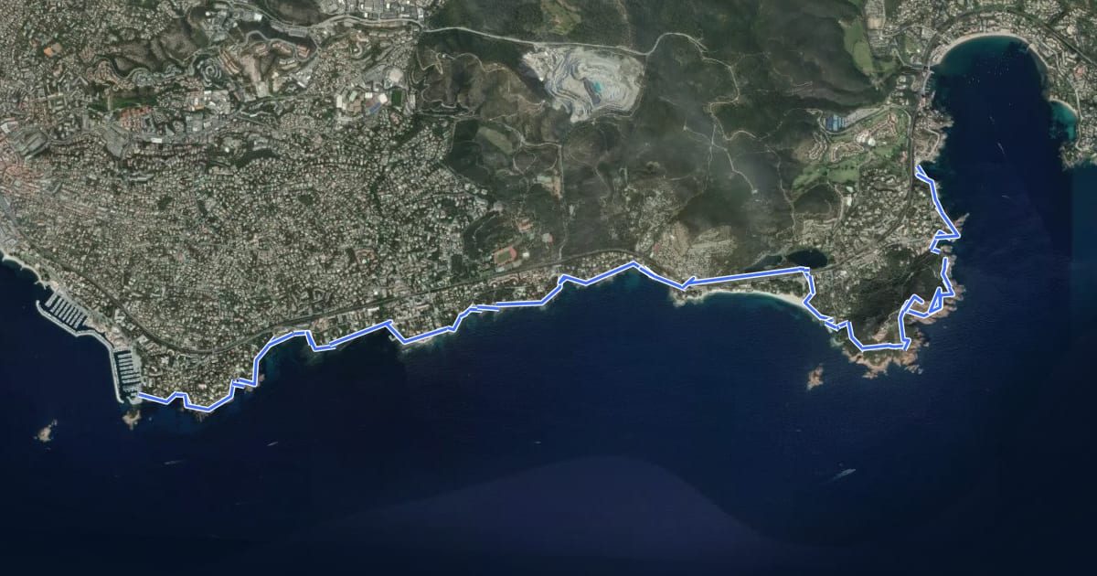 Маршрут Le sentier du Littoral – Saint-Raphaël на спутниковом снимке