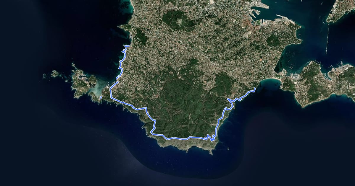Маршрут Le sentier du Littoral – Sicie на спутниковом снимке
