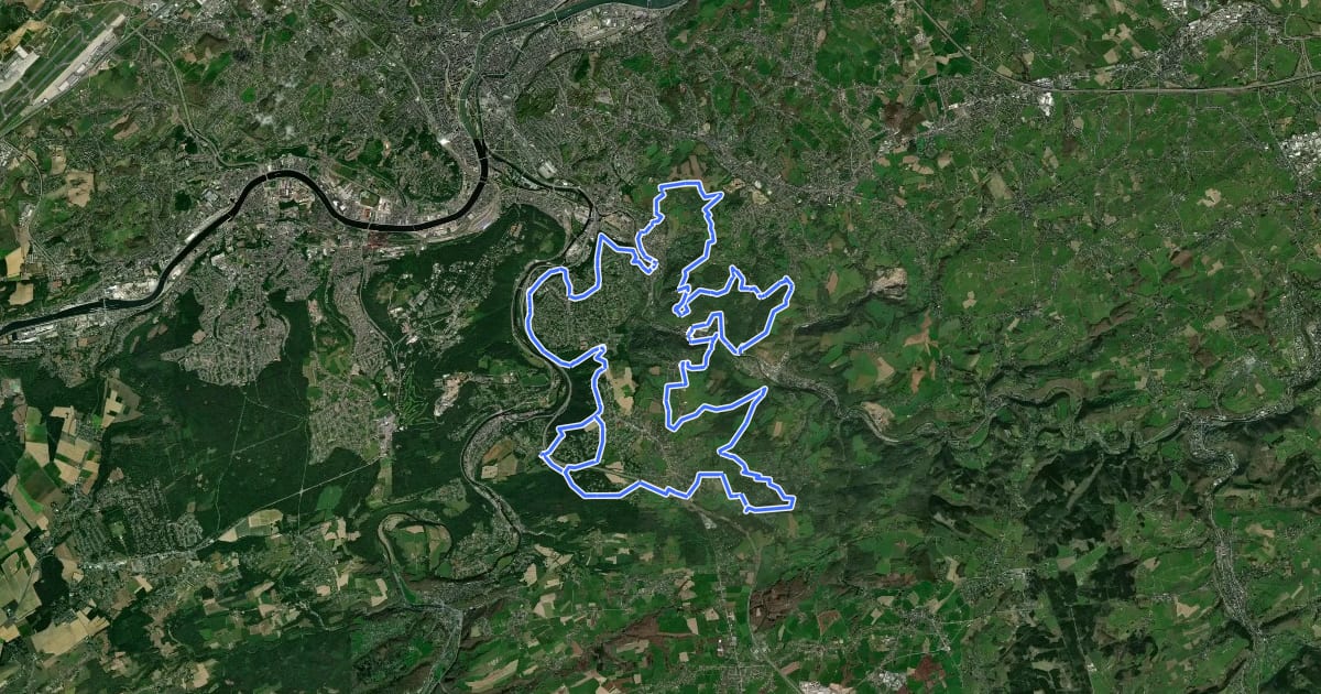 Маршрут Le Tour de Chaudfontaine на спутниковом снимке
