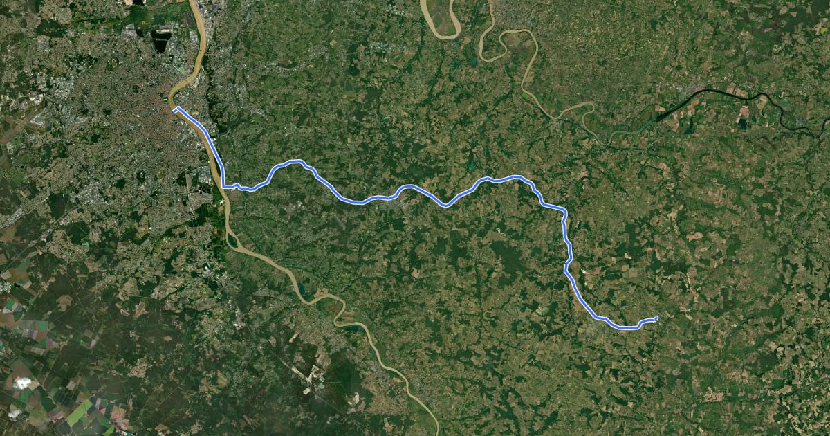 Маршрут Le Tour de Gironde à Vélo - Étape 1 (Bordeaux - Sauveterre-de-Guyenne) на спутниковом снимке