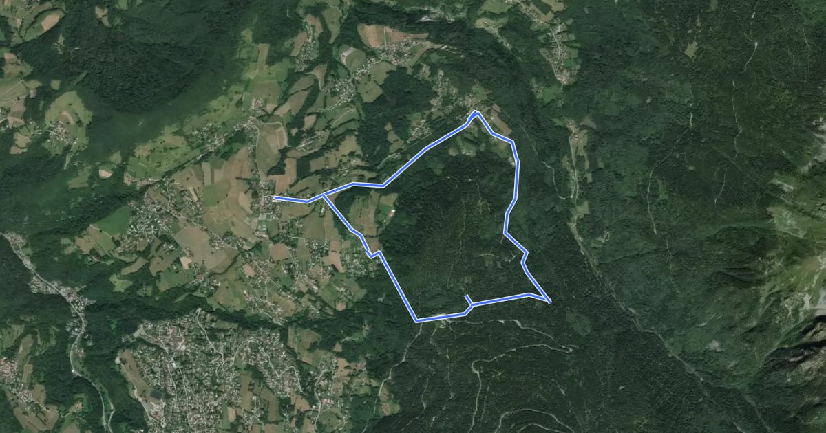 Маршрут Le Tour de Montrond на спутниковом снимке