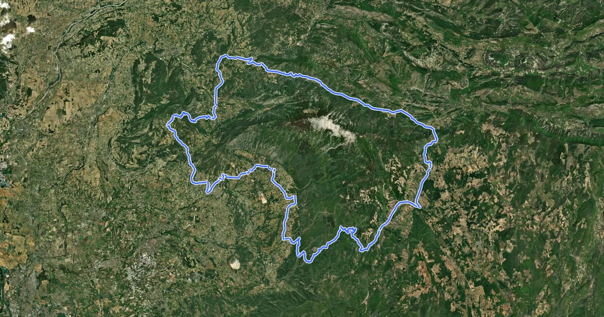 Маршрут Le tour du Ventoux à vélo на спутниковом снимке