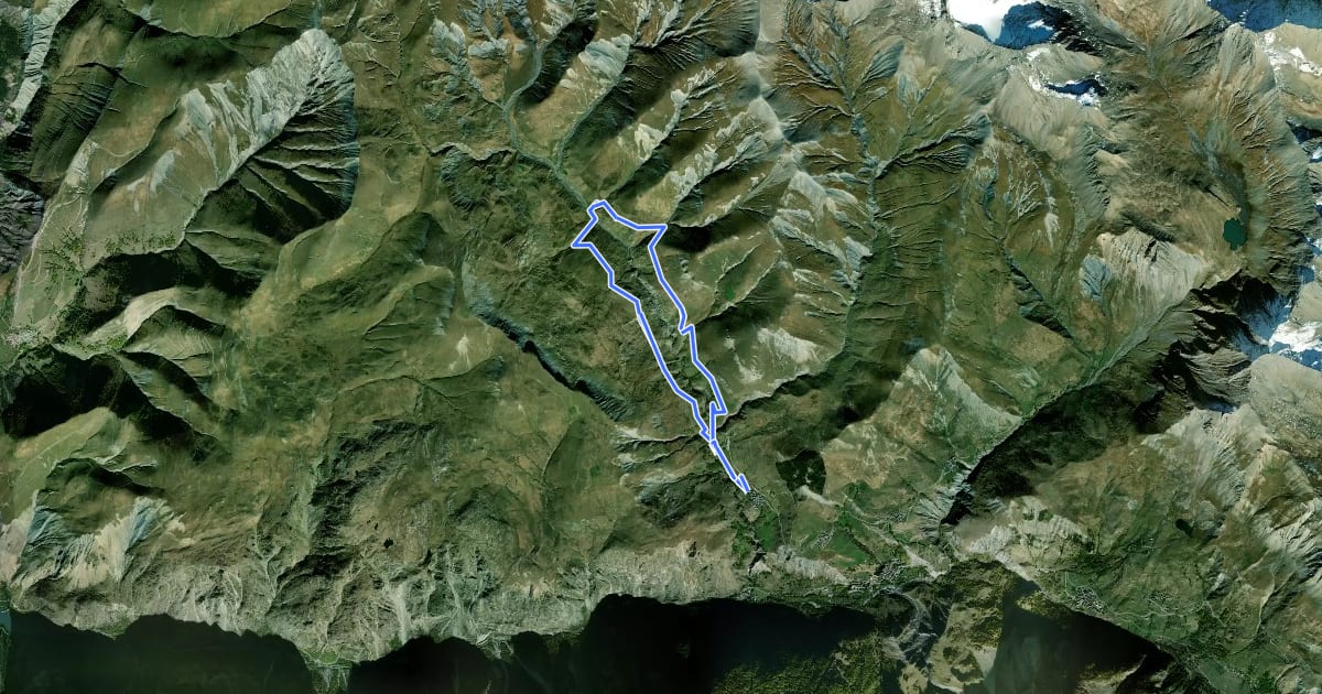 Маршрут Le Vallon de la Buffe par les Orliers на спутниковом снимке