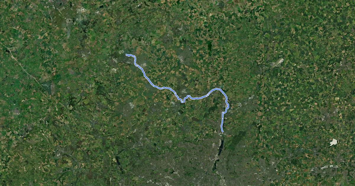 Маршрут Lea Valley Walk на спутниковом снимке