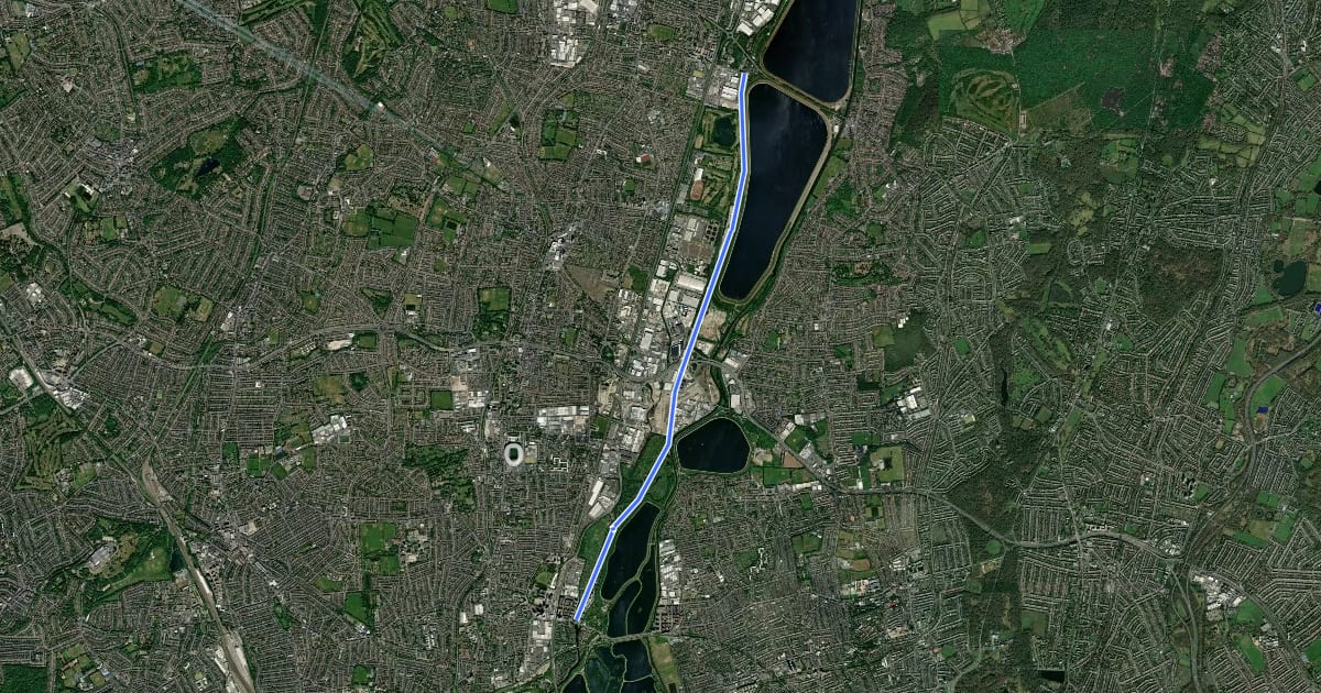 Маршрут Lea Valley Walk на спутниковом снимке
