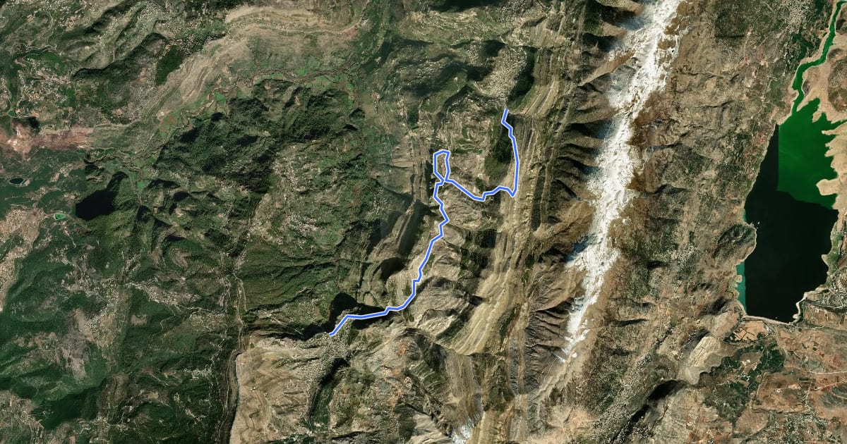 Маршрут Lebanon Mountain Trail на спутниковом снимке