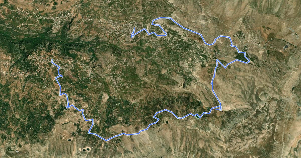 Маршрут Lebanon Mountain Trail на спутниковом снимке