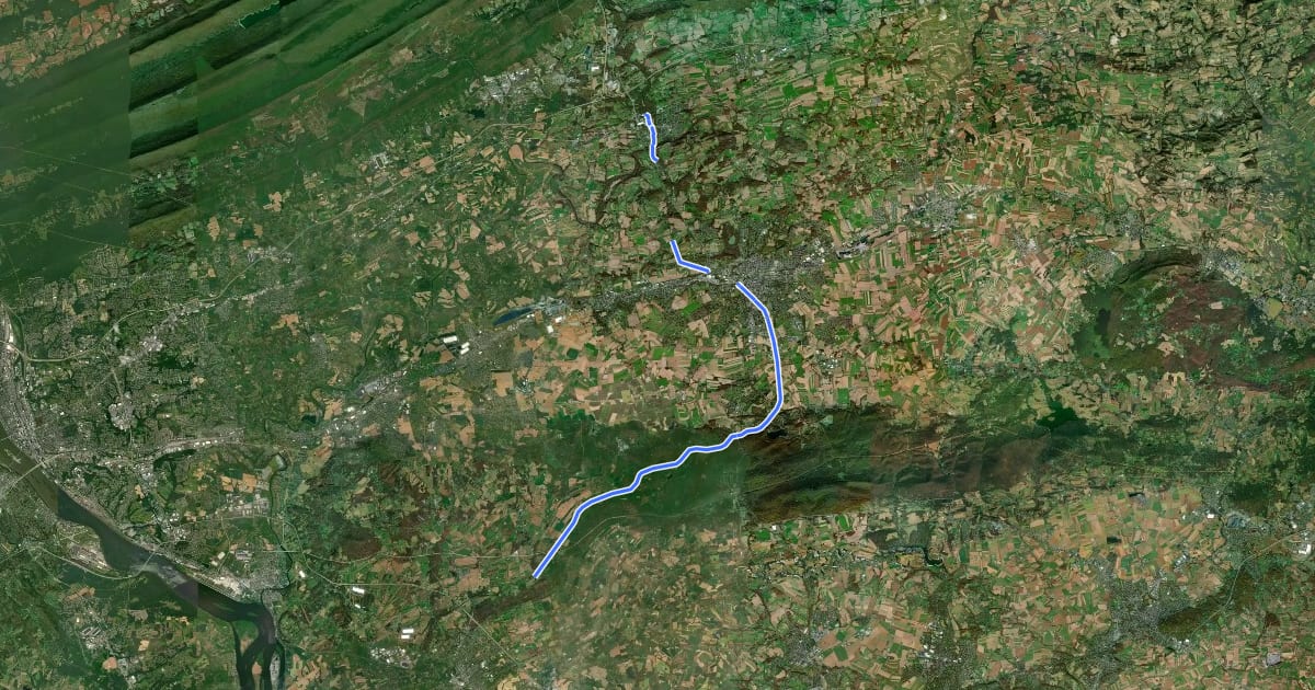 Маршрут Lebanon Valley Rail Trail на спутниковом снимке