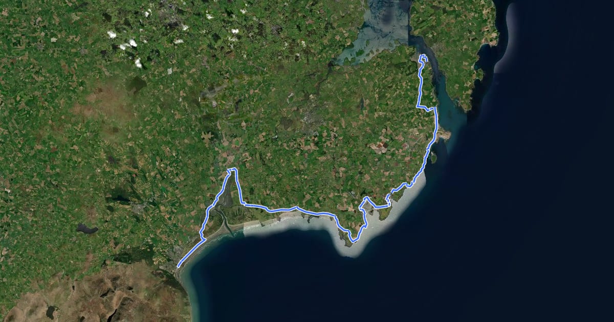 Маршрут Lecale Way (Ulster Way Section) на спутниковом снимке