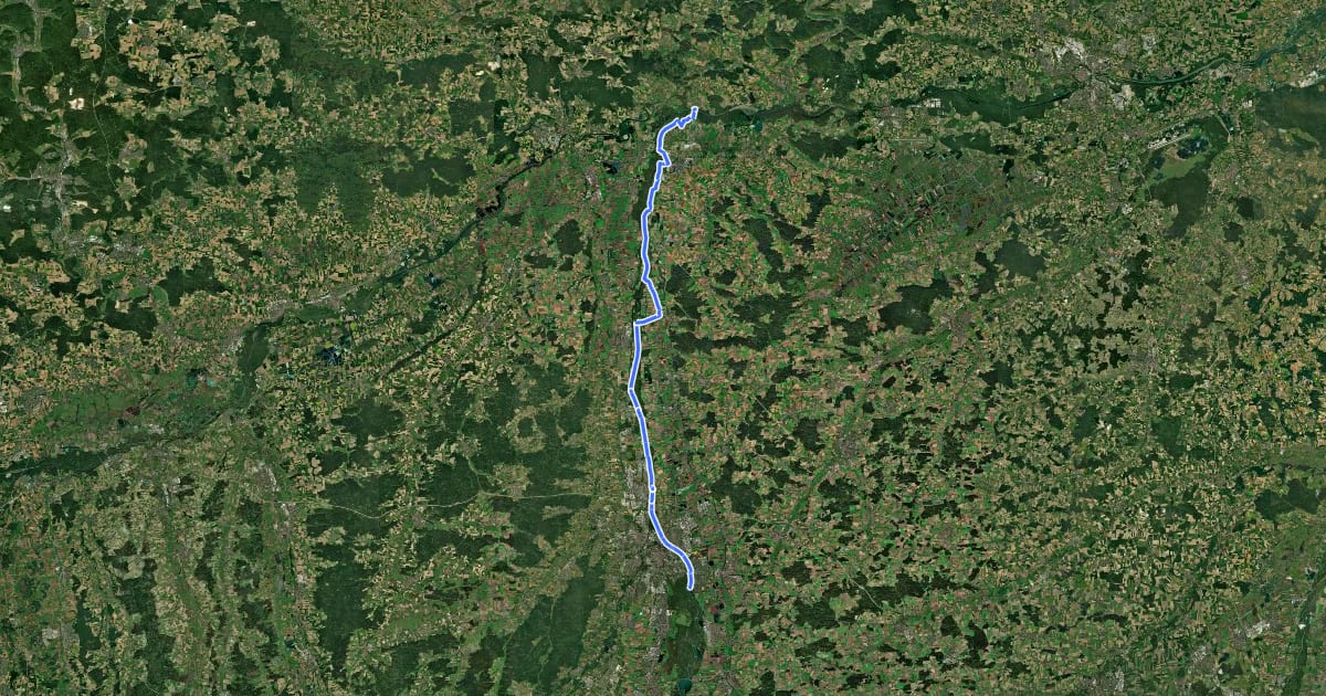 Маршрут Lechradweg на спутниковом снимке