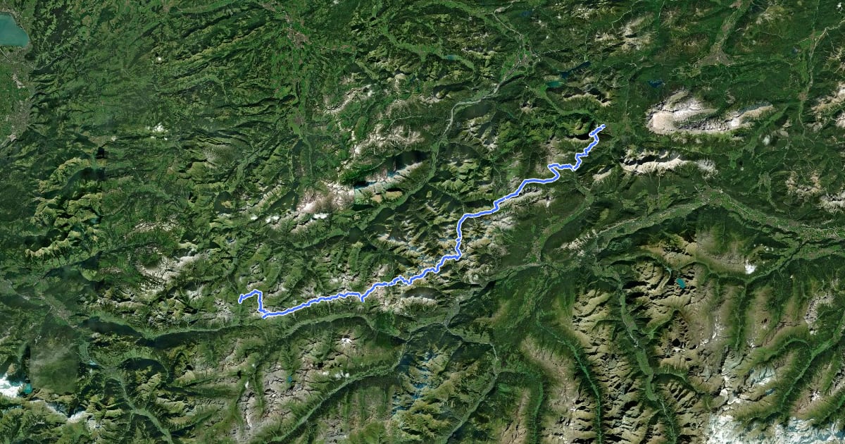 Маршрут Lechtaler Höhenweg на спутниковом снимке