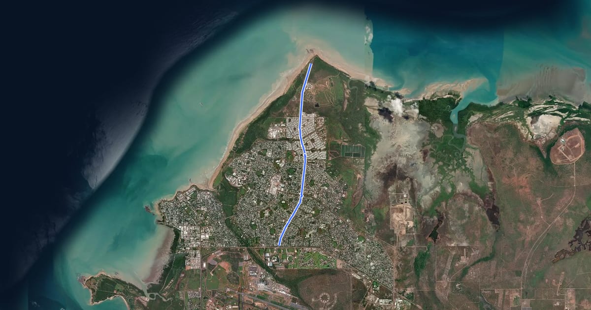 Маршрут Lee Pt Rd Shared Path на спутниковом снимке