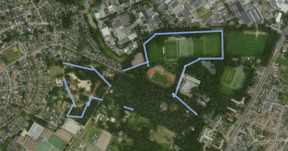 Маршрут Leemweg wandelroute - Rood 3,6 km на спутниковом снимке