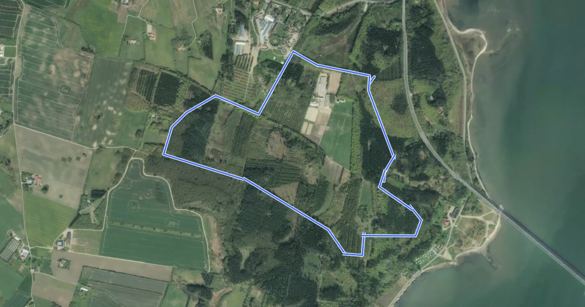 Маршрут Legind Bjerge Grøn MTB на спутниковом снимке