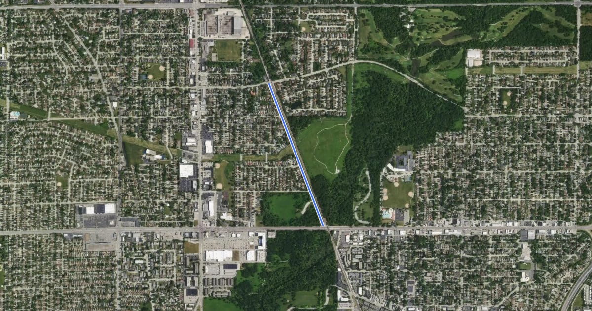 Маршрут Lehigh Avenue на спутниковом снимке