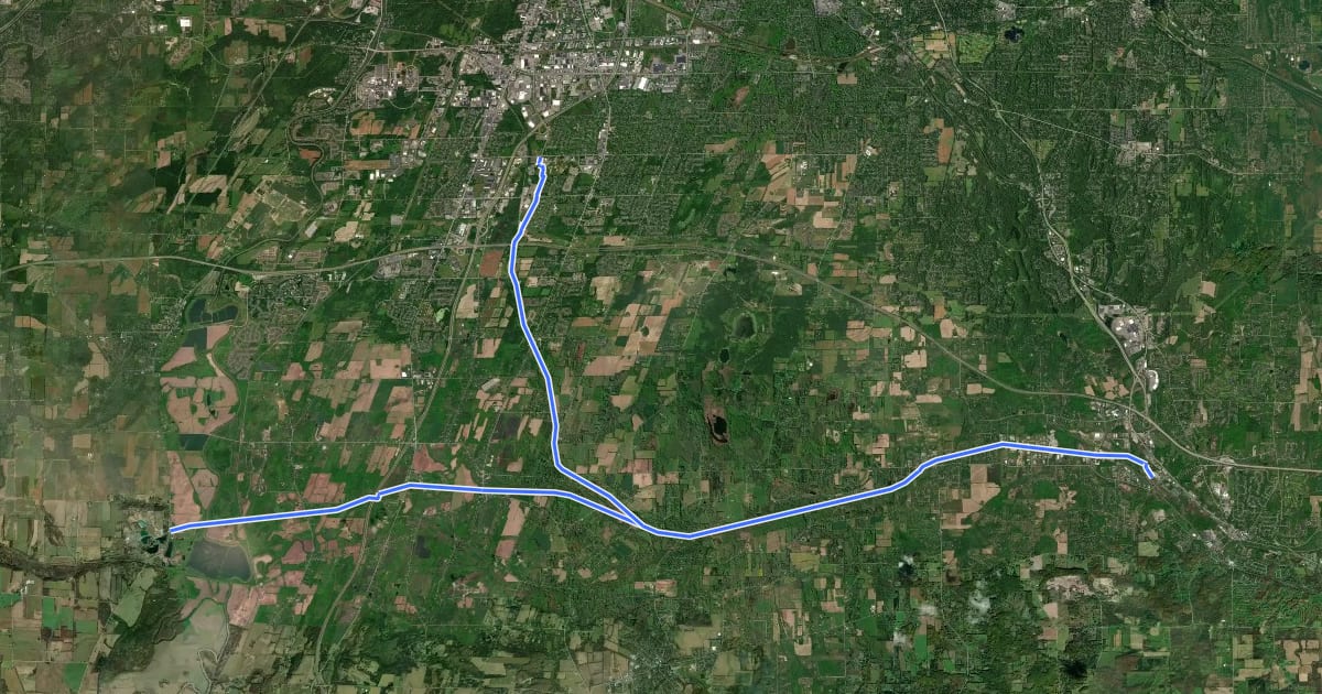 Маршрут Lehigh Valley Trail на спутниковом снимке