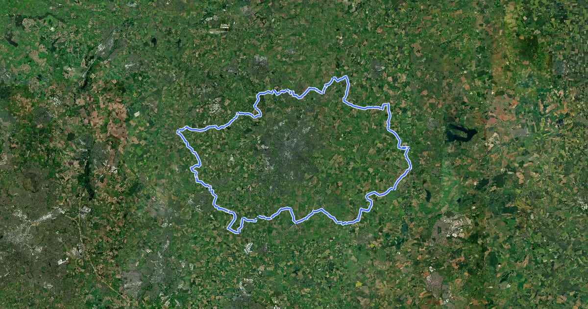 Маршрут Leicestershire Round на спутниковом снимке