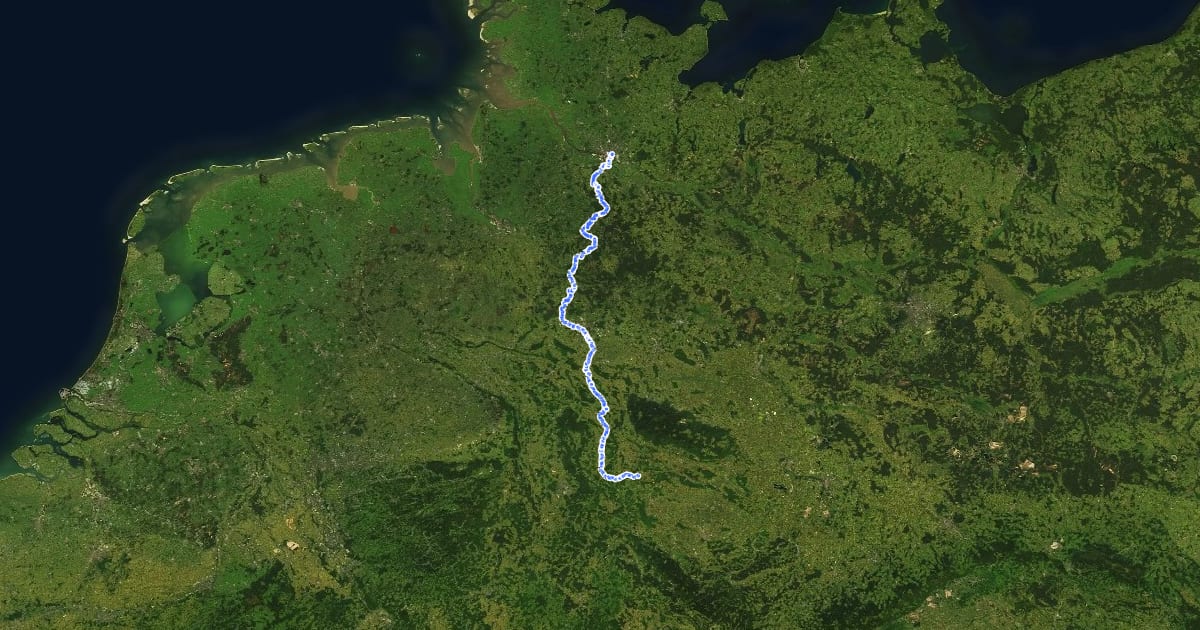Маршрут Leine-Heide-Radweg на спутниковом снимке