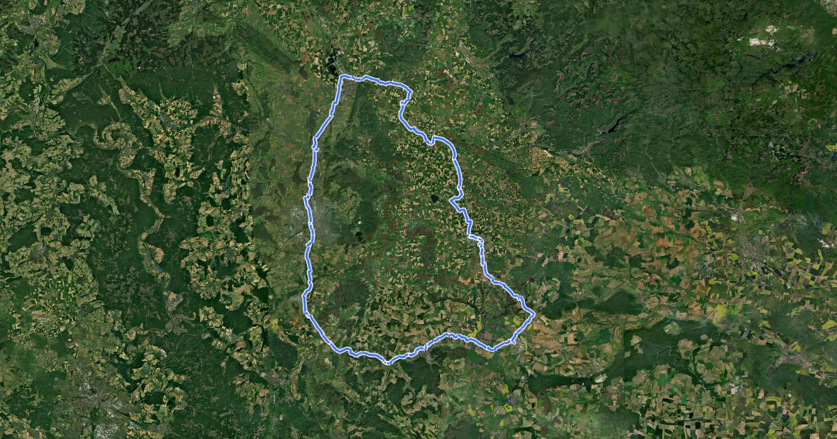 Маршрут Leine-Rhume-Hahle-Radweg на спутниковом снимке