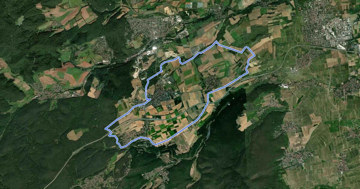 Маршрут Leininger Panoramaweg на спутниковом снимке