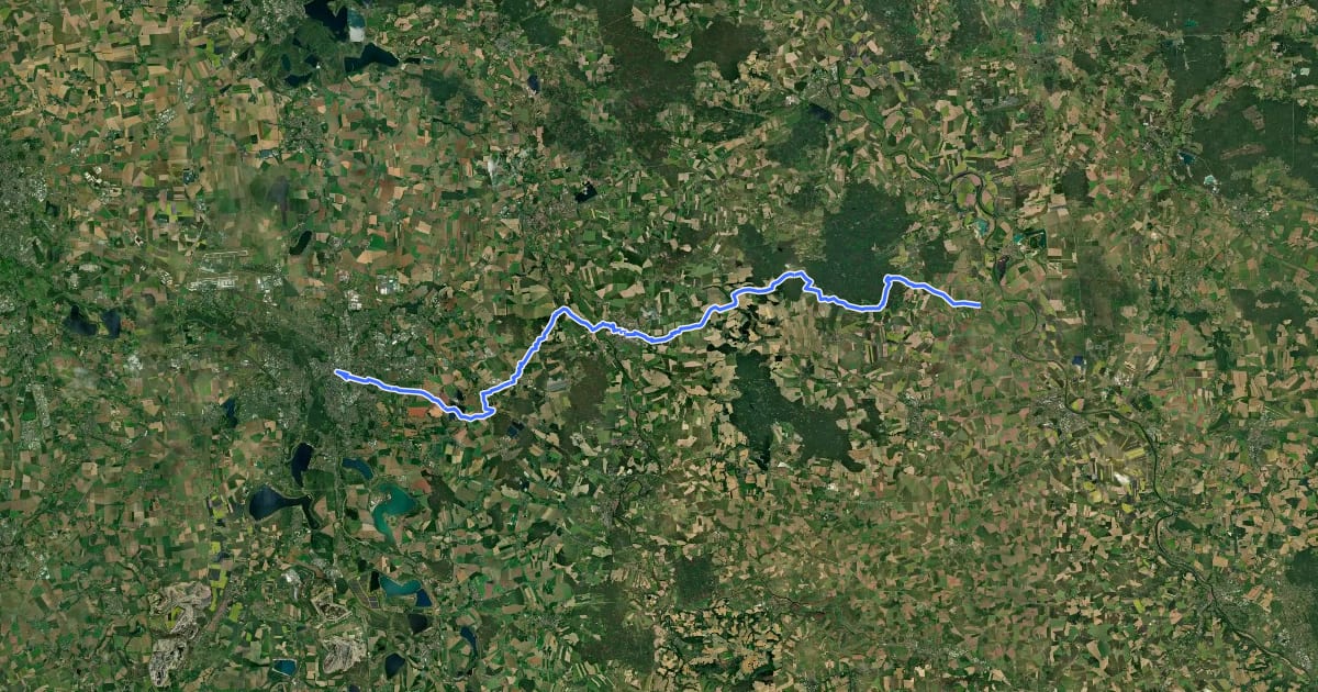 Маршрут Leipzig–Elbe-Radroute на спутниковом снимке