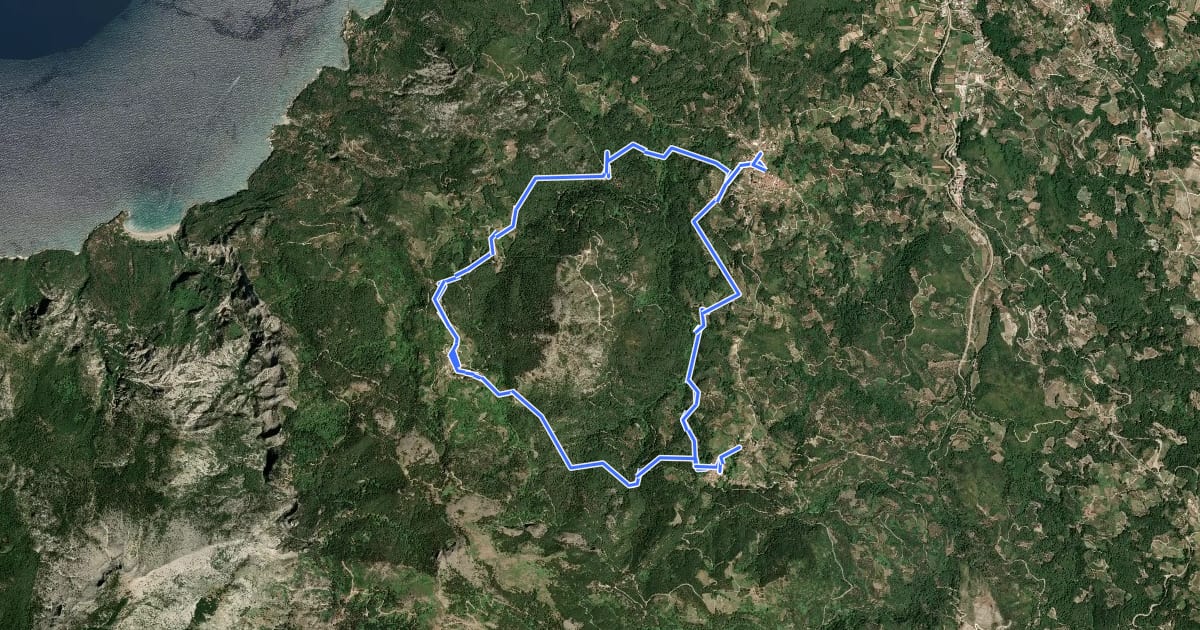 Маршрут Leka - Kastania - Kosmadei - Nikoloudes - Leka на спутниковом снимке