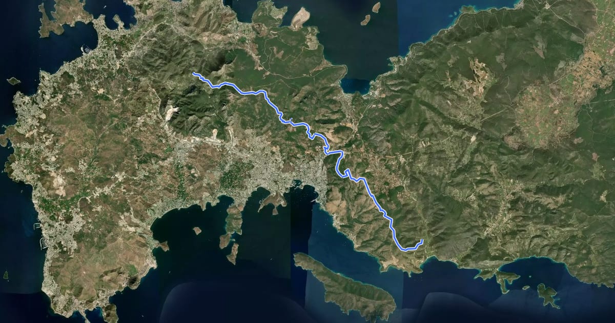 Маршрут Leleg Yolu - main trail на спутниковом снимке