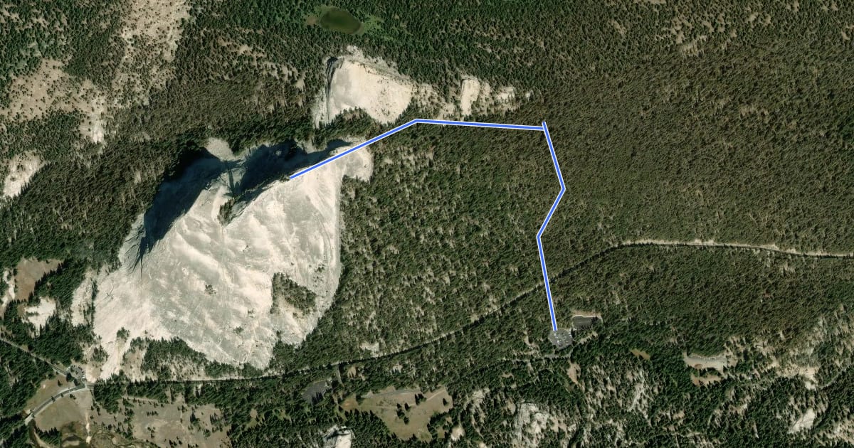 Маршрут Lembert Dome Trail на спутниковом снимке