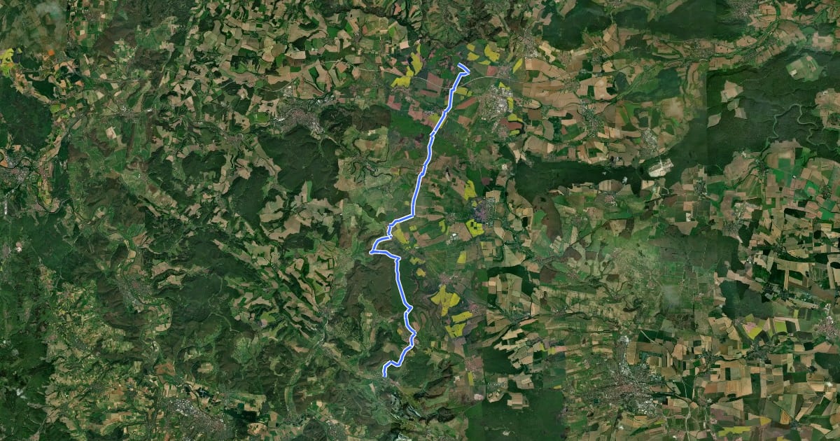 Маршрут Lengenfeld - Burg Scharfenstein - Worbis на спутниковом снимке
