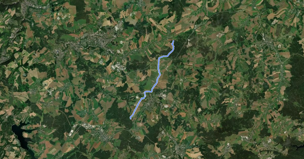 Маршрут Lengenfeld - Hauptmannsgrün на спутниковом снимке